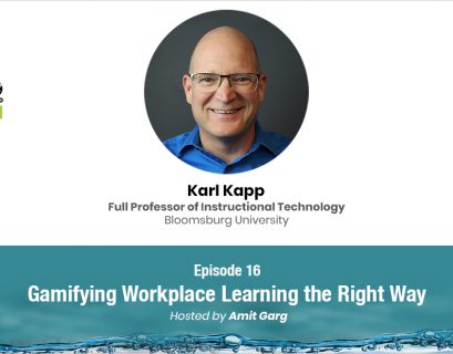 Podcast cover featuring Karl Kapp and Amit Garg discussing gamifying workplace learning on the L&D Go Beyond podcast.