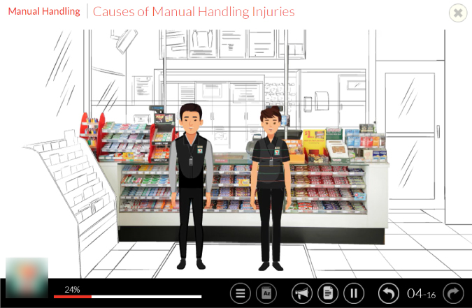 Retail employees engaging with immersive eLearning modules to improve operational efficiency and customer service skills.