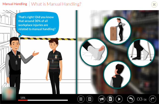 Retail workers completing eLearning modules on inventory management, sales techniques, and customer service for improved business outcomes.